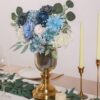 d7330370a2f0089f Floweroyal Artificial Flowers Combo Dusty Blue Flowers Mix Silk Flowers Dahlia Roses with Stems for DIY Wedding Bridal Bouquets, Baby Shower, Floral Arrangement, Table Centerpieces, Home Decorations.