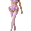 d73c1f37de83db51 WDIRARA Women's Floral Lace Push Up Garter Lingerie Set with Stockings