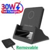 d73dca2e3690f3dc 30W Wireless Charger Pad Stand Desktop Ultra-thin Mobile Phone Fast Charging Dock Station For iPhone 15 14 13 12 Samsung Xiaomi