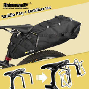 d757b9d6a5e4dd35 Rhinowalk Bike Saddlebag + Stabilizer Set Waterproof 13L Large Capacity More Stable For MTB Road bike Can Fit Water Bottle Cage