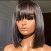 Short With Bangs Straight Wigs Brazilian Human Hair Remy Full hine Made for Women Glueless Bob Wig