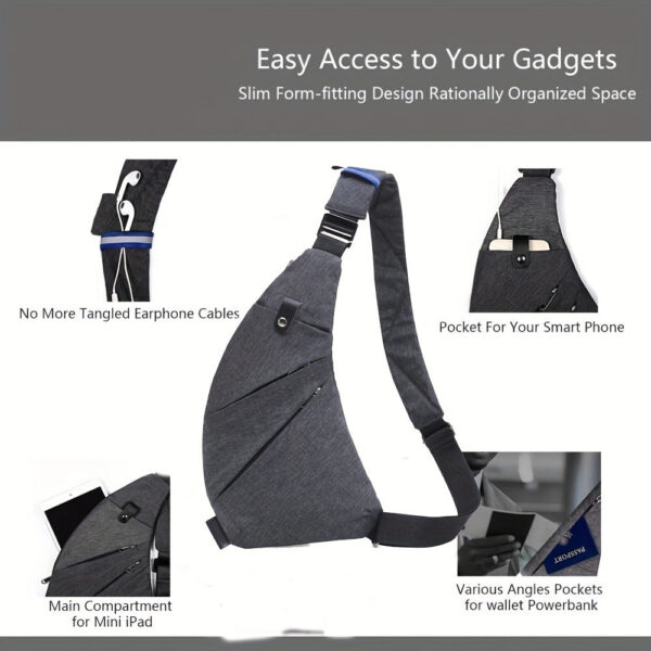 d76b6d4fe82135ec Crossbody Sling Bag, Shoulder Bag, Anti-Theft Chest Bag, Multi-Pocket Fanny Pack