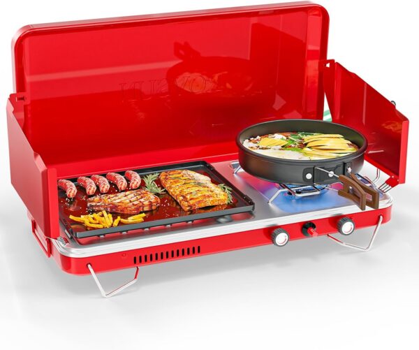 d77e24f4eec162b8 ROVSUN 2-in-1 Portable Camping Stove with Grill