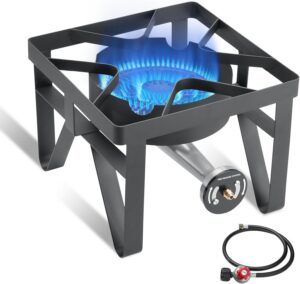 d77ebb95797cda70 SKOK 200,000 BTUs High Pressure Single Burner Propane Camping Stove - Portable Outdoor Stove for Outdoor Cooking, Backyard, Picnic