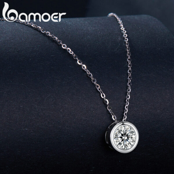 BAMOER 1 Carat Bazel Moissanite D color VVS1 Lab Grown Diamond Necklace for Women Sterling Sier Wedding Jewelry