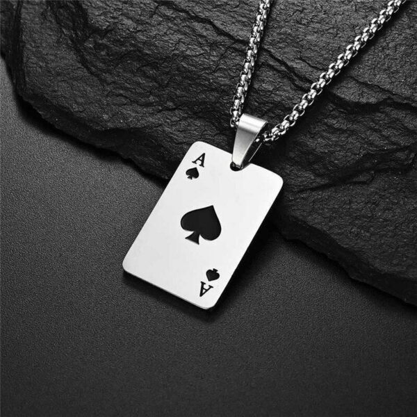 d7a57347d96da449 2Piece Set Hip Hop Statement Stainless Steel Poker Card Ace of Spades Necklace For Women Men Pendant Chain Playing Cards Jewelry