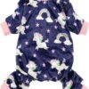Fairy Unicorn Dog Pajamas, Pet Clothes for Small Dog Girl Boy, Lightweight Velvet Jammies, Cat Outfits, Chihuahua, Pomeranian, Purple, Medium