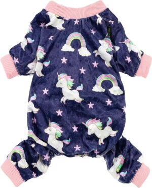 Fairy Unicorn Dog Pajamas, Pet Clothes for Small Dog Girl Boy, Lightweight Velvet Jammies, Cat Outfits, Chihuahua, Pomeranian, Purple, Medium