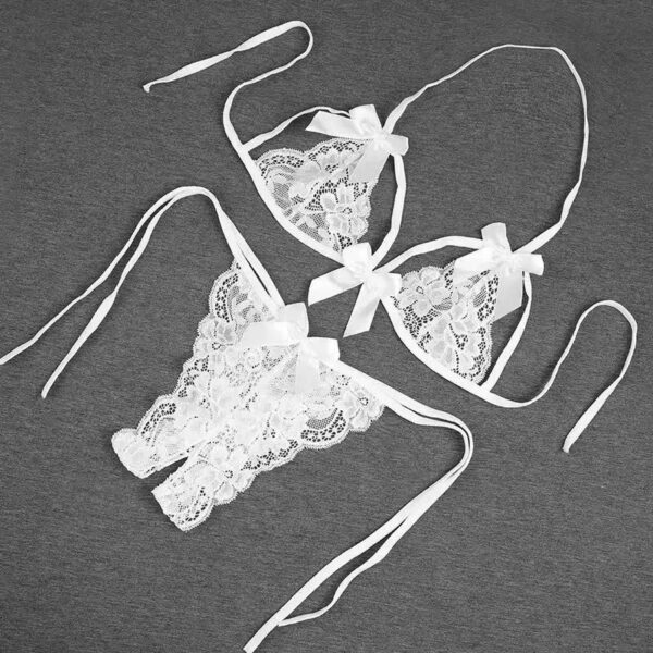 d7b15396fee5f9c9 Women's Detachable Three Point Two-piece Set Sexy Open Crotch Mini Panties Seductive Lace Lingerie Hot Thong Strap Underwear