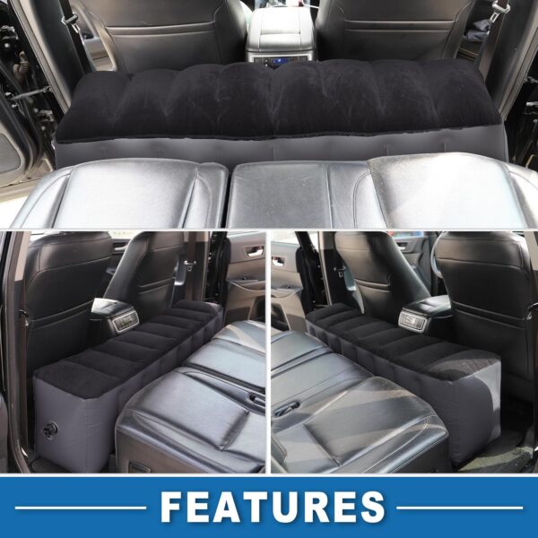Car Air Inflation Mattress Comfortable Rear Seat Air Travel Bed Car Sleeping Mat for Napping Travel Black Gray