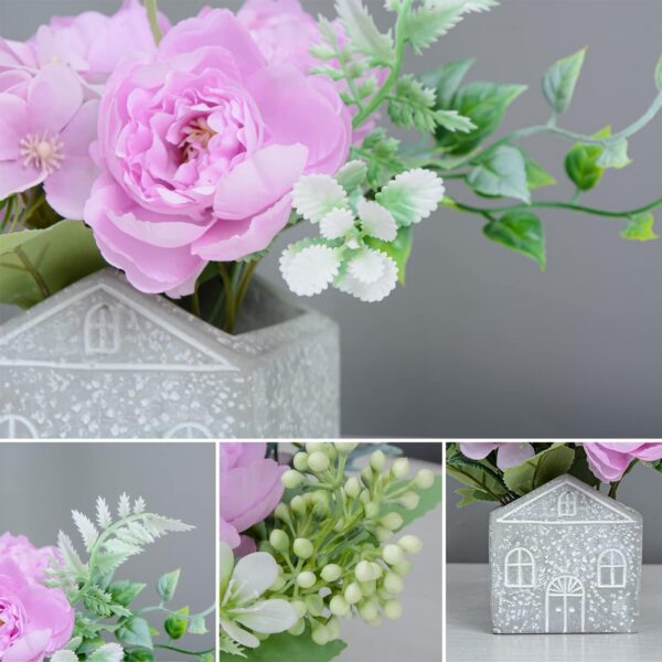 XONOR Artificial Flowers - Set of 4 Mini Fake Potted Silk Daisy Flowers for Home Decor Wedding Office Tabletop Decoration