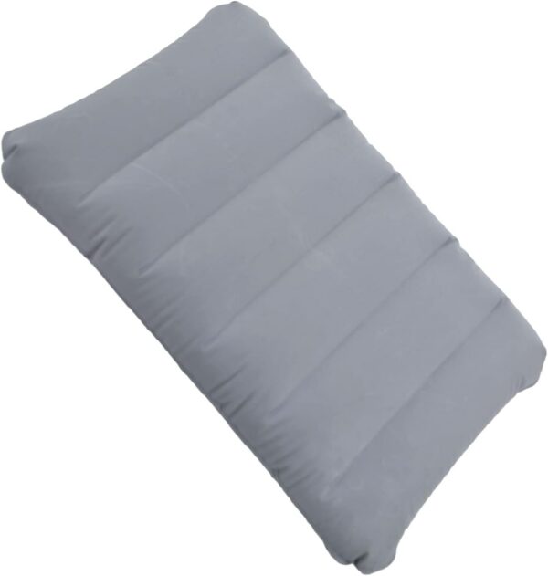 2 Pack Gray Ultralight Inflatable Pillow Small Squared Flocked Fabric Air Pillow for Beach Hiking,Camping,Traveling,Napping,Desk Rest,Neck &Lumbar Support