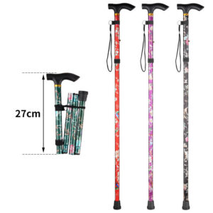 d7dc81216237b92b Hiking Camping Mountaineering Printing Walking Stick Telescopic Baton Trekking Poles Folding Cane Crutches Pole Unisex