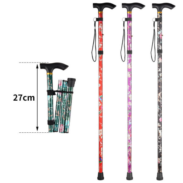 d7dc81216237b92b Hiking Camping Mountaineering Printing Walking Stick Telescopic Baton Trekking Poles Folding Cane Crutches Pole Unisex