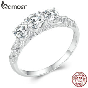 d7f12c0e71251dfb BAMOER 1.1CTTW Round Moissanite for Women, White Gold Plated D Color VVS1 Lab Diamond Sterling Sier Engagement Ring