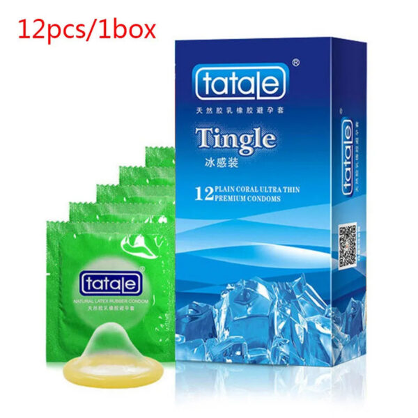 12PCS Erotic Condoms Ice and Hot Feeling Big Particles Spikes Condom G Point Stimulation Sexshop Contraception for Men Sex Toys