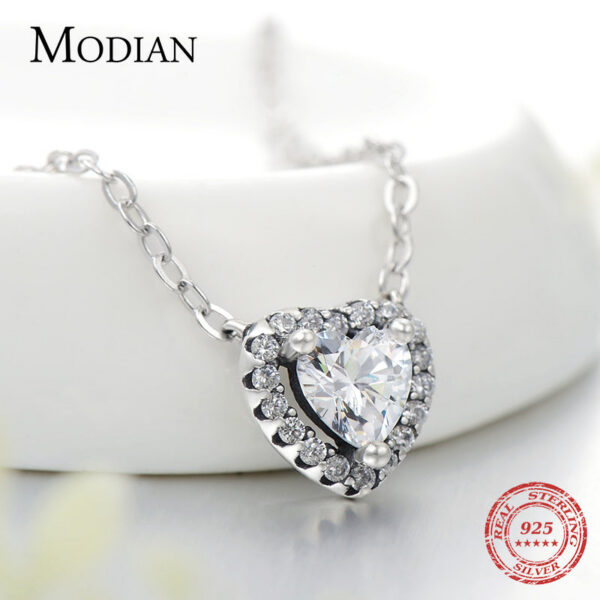 d7fddf356503bf98 Modian Real Sterg Sier Clear CZ Heart Pendant Necklace for Women Chain Fashion Wedding Statement Jewelry Accessories