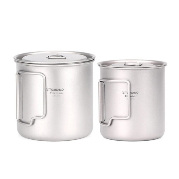 d80038f2999d3264 TOMSHOO Ultralight Titanium Outdoor Portable 2PCS Set 450ml 750ml Camping Picnic Water Cup Mug with Foldable Handle