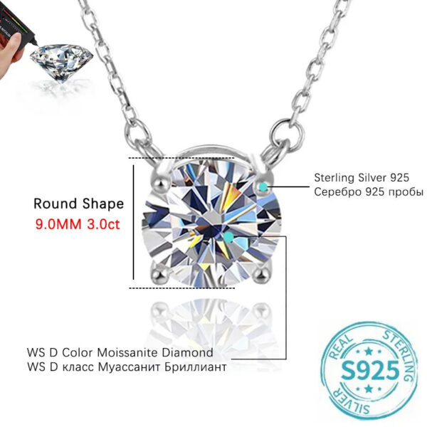 d8319617c951fe83 ALIZERO 3.0ct VVS1 D Color Moissanite Necklace For Women Fine Jewelry with GRA 925 Sterling Sliver Chain Plated 18k White Gold
