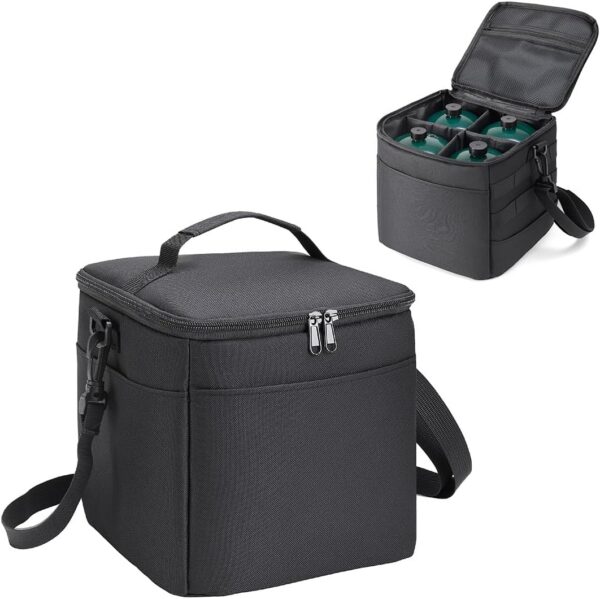 Heavy-Duty Water-Resistant 1 lb Propane Tank Carry Bag with Padding | 2 Cylinder Camping Gas Cylinder Storage Bag with Adjustable Strap, 3-Side Pockets & Detachable Dividers