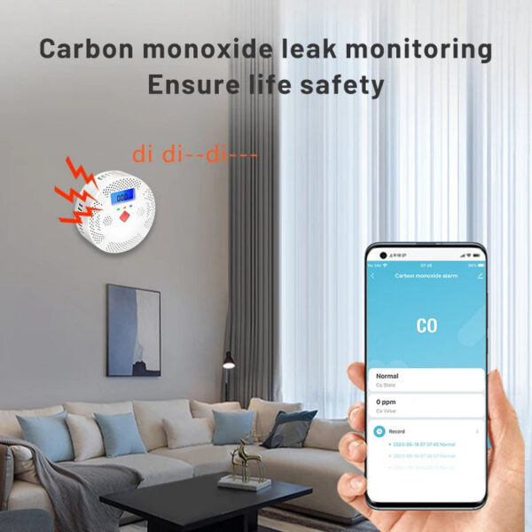 d84b3610255ef0de Tuya WiFi Smart Carbon Monoxide Detector Alarm 85dB Sound Warning LCD Digital Display Home Indoor Real-Time CO Monitor Poisoning