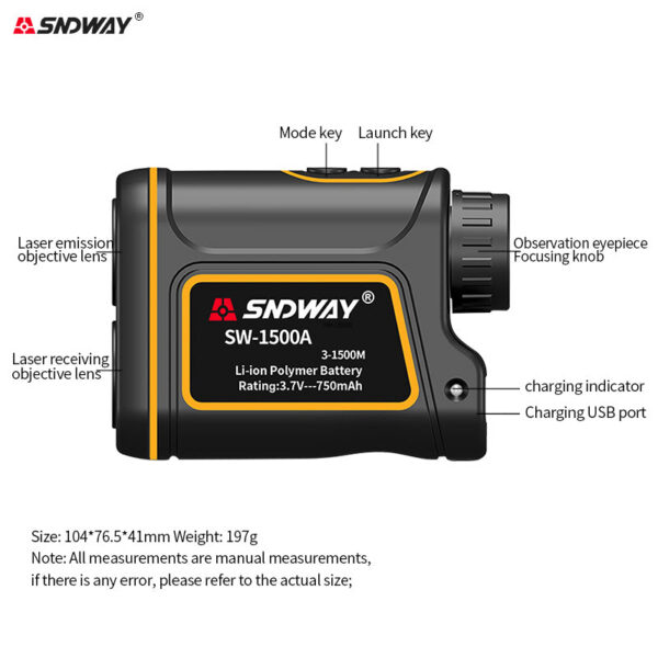 SNDWAY Rangefinder Telescope 600M 1000M 1500M Laser Distance Meter For Hunting Monocular Golf Range Finder Roulette Tape Measure