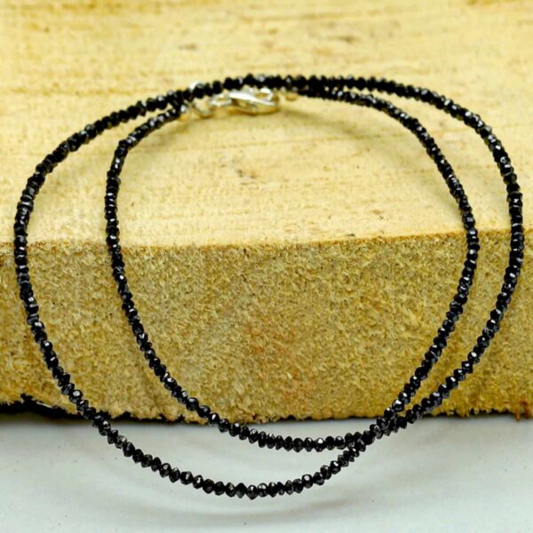 2.5-3mm artificial synthesis Black Diamond gemstone beads necklace 18Inches Thanksgiving Day National Style Christmas Relief Calming Fancy