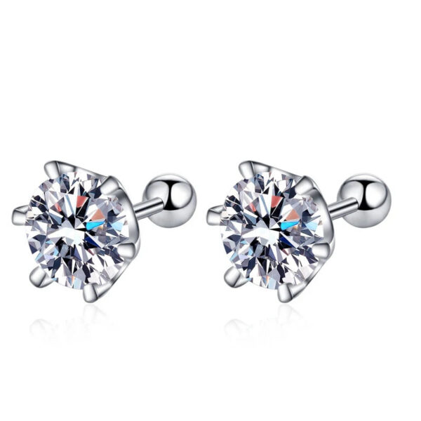 d851eeb778c11f6c KNOBSPIN Moissanite Stud Earrings 18K White Gold Plated Sterling Silver D VVS1 Round Cut Lab Diamond Screw Ear Studs For Women