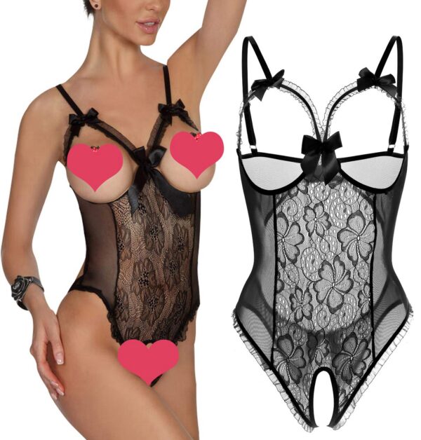 d86b473c19fca082 Lingerie for Women Sexy Teddy One-Piece Lace Babydoll Bodysuit Nightie Plus Size