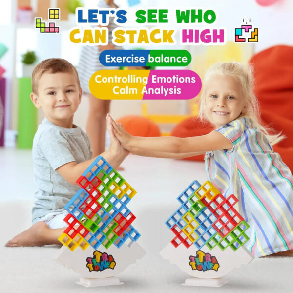 32PCS Tetra Tower Fun Balance Stacking Building Bloc Board for Kids Adults Friends Team Dorm Family Game Night and Partie