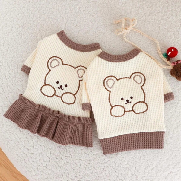 Cute Couple Clothes Dresses Waffle Cat Dog Shirt Puppy Pet Skirt Clothing For Dogs Cats Chihuahua Yorkie
