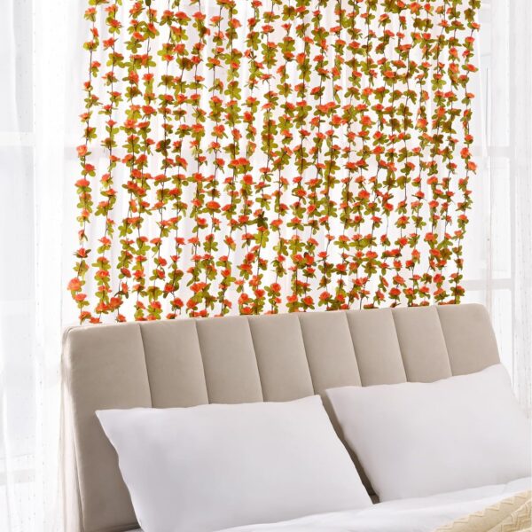BLEUM CADE 12Pcs 98.4Ft Flower Garland Artificial Rose Vines for Bedroom, Cute Fake Hanging Flower Vines Floral Garland Decorations for Wedding Party Wall Room Decor Aesthetic