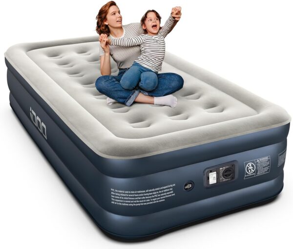 iDOO Air Mattress Queen with Built in Pump, Blow up Mattress, Inflatable Mattress Queen Size for Guests, Home, Camping, 3 Mins Inflation/Deflation, Upgraded Colchones Inflables, Comfort Air Bed