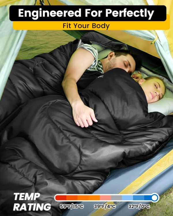 d88199f28e026172 Sportneer Double Sleeping Bag for Adults with 2 Pillows, Queen Size Two Person Sleeping Bag for All Season, 2 Person Sleeping Bags for Cold Weather Camping Hiking Backpacking