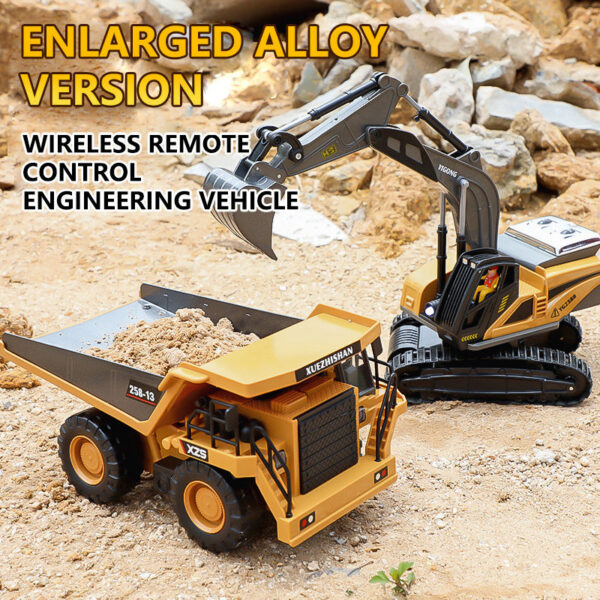 d882c891116e4d43 RC Excavator Dumper Car 2.4G Remote Control Engineering Vehicle Crawler Truck Bulldozer Toys for Boys Kids Christmas Gifts