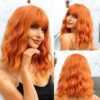 d8a5bce5d7d7281c HAIRCUBE Synthetic With Bangs Short Bob Pink Wigs Curly Wavy Shoulder Length Cosplay Daily Colorful Wig