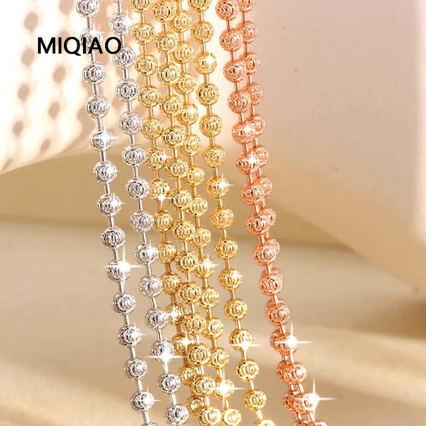 d8ac1fcb581fe65f MIQIAO Sterling Sier Italian Necklaces For Women Jewelry Ball Diamond Cutting Chain Female Necklace Long 40 45 50 55 60CM