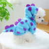 d8c074ca6d1117a0 1PC Pet Clothing Dog Cat Autumn and Winter Thickened Warm Blue Dinosaur Hooded Coat With Drawstring Buckle For Small Medium Dogs