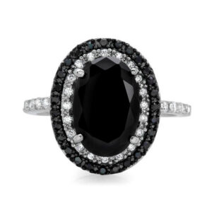 d8d812435ef0fa17 HOYON Inlaid Gemstone Zircon for women Sliver Color Wedding Jewelry Gem Two Tone Black Diamond Ring Free Shipping