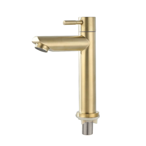 BAOKEMO 1/2Inch 304 Stainless Steel Single Cold Water Tap Gold Black Sier Color Deck Mounted Basin Sink Faucet