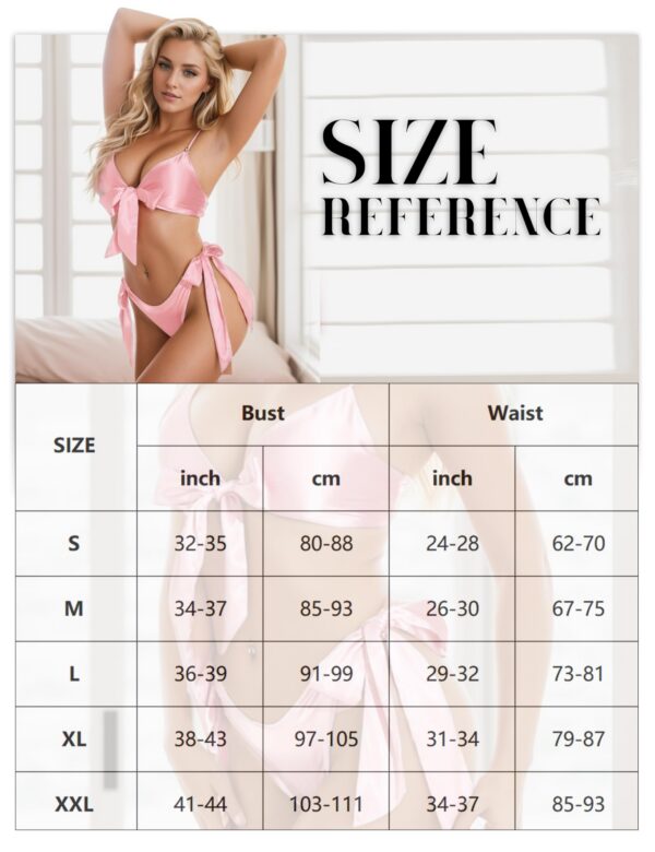 RSLOVE Women Sexy Lingerie Set Satin Bow Tie 2 Piece Bra and Panty Sets