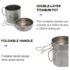 Widesea Camping Portable Mug Titanium Cooking 1100ML Pot Pan Folding Handles Hiking Outdoor Ultralight Tableware Cookware