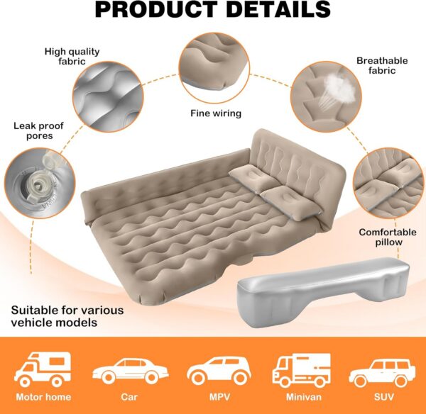 SUV Air Mattress Camping Bed - Car Mattress Back Seat Portable Foldable Car Air Bed SUV Sleeping Pad Car Bed Mattress for Sedan SUV Truck