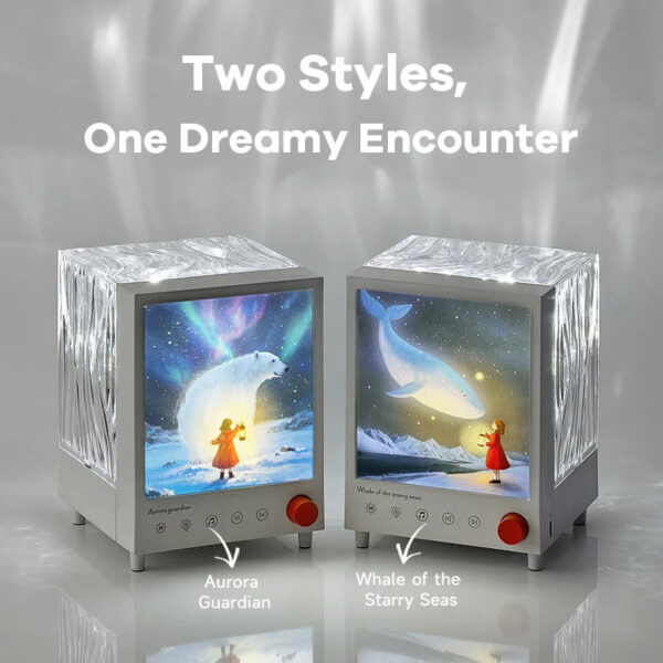 Aurora Box Projector Night Light Bluetooth Ambient Light With White Noise Stepless Dimming Beside Lamp For Bedroom Decor
