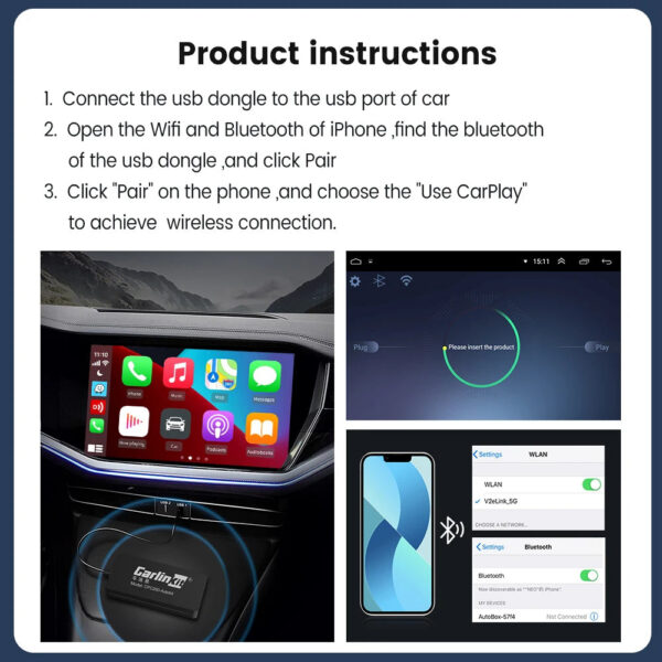 d92652586dc9e823 CarlinKit Wred & Wireless Android Auto & CarPlay Dongle Car USB Adapter For Aftermarket Android Car Radio Mirrorlink Split Sceen