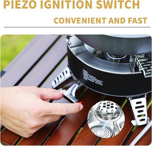 Bulin Gas Campingkocher Gaskocher mit Piezozündung Faltbarer Gaskocher Outdoor Windschutz Kocher Gasbrenner für Camping Trekking Hiking Picknick Wandern
