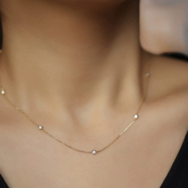 d9486761800cb945 JKeli 100% S Sterling Round Zircon Bead for Women Gold Sier Color Korea Clavicle Chain Necklace Trendy Jewe