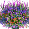 Artificial Plants Outdoor, 24PCS Lavender Artificial Flowers, UV Resistant Fake Flowers, Faux Flowers for Outdoor Planters for Home Garden Outside Porch Decor