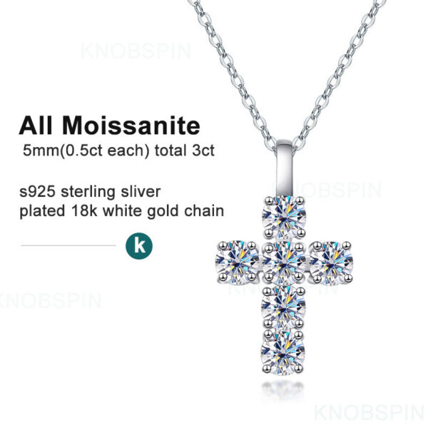 d99680035c374d96 KNOBSPIN 3ct D VVS1 Moissanite Cross Pendant Necklaces for Women Man Sparking Diamond with GRA 100% Sterling Sier Necklace