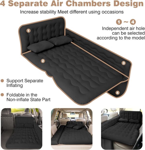 d9a3aac7f0956a58 Car Air Mattress Back Seat Inflatable Bed - Inflatable Thickened and Double SUV Air Mattress with Air Pump Portable Foldable Car Bed for Home Car Travel Camping-Black